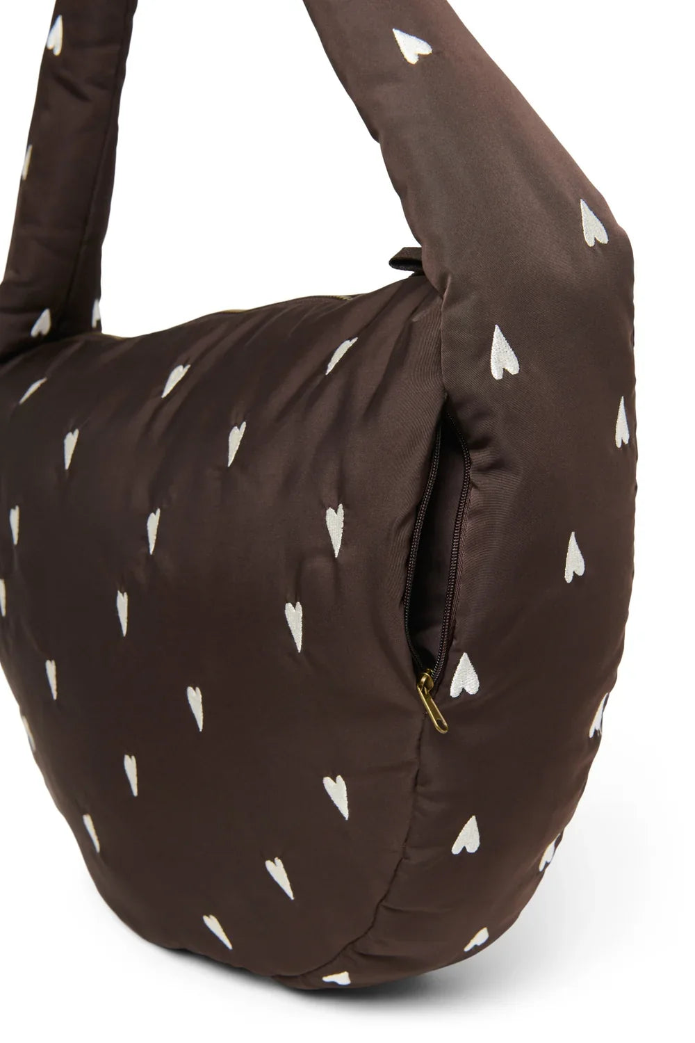 Lila Puffy Umhängetasche mit Herzen