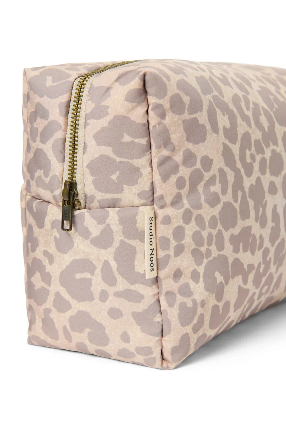 Beige Leo-Puff-Kosmetiktasche