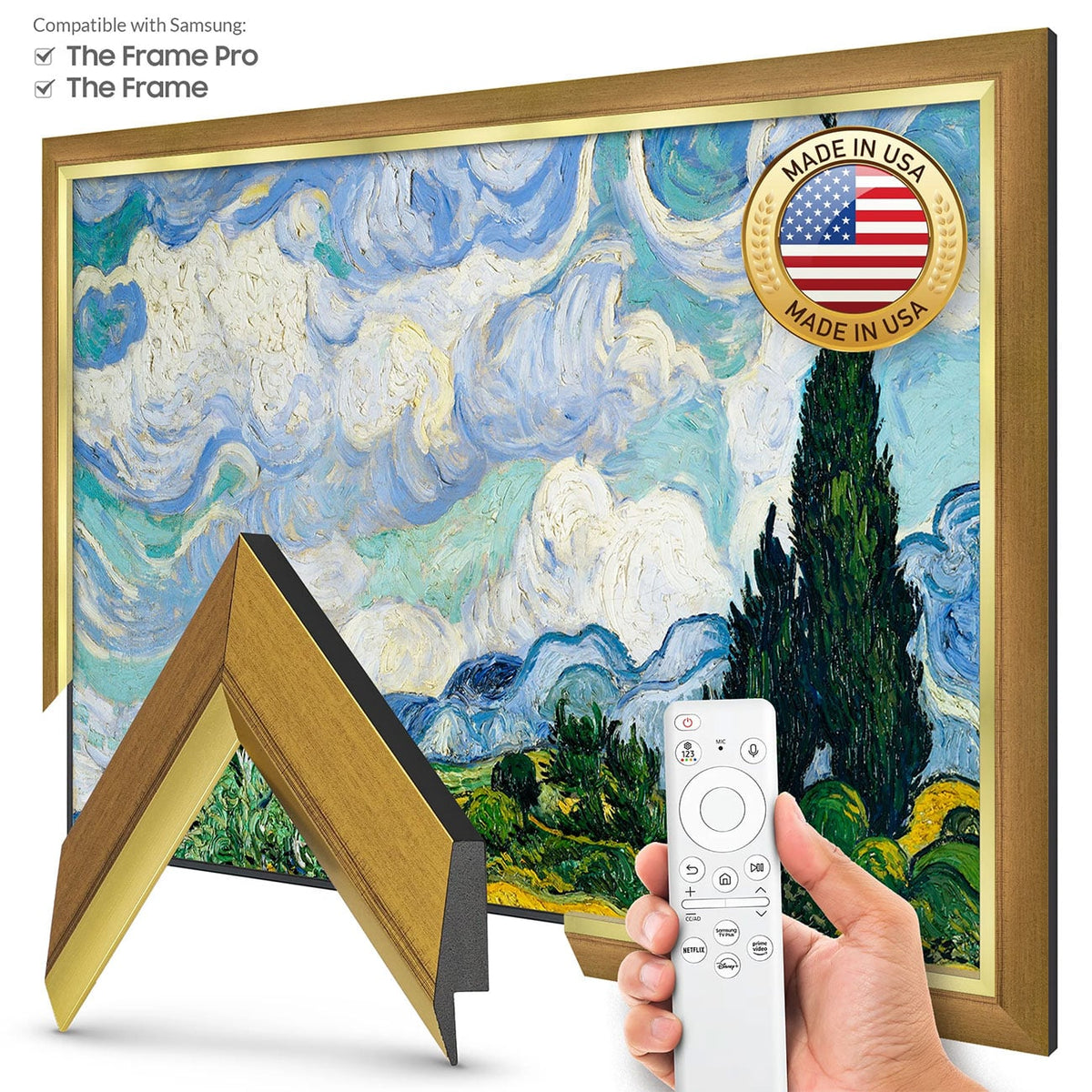 Frame My TV Samsung The Frame 43" Slim Frame In Modern Gold Leaf - FRM-SF-P6142-43-2021 - image 2