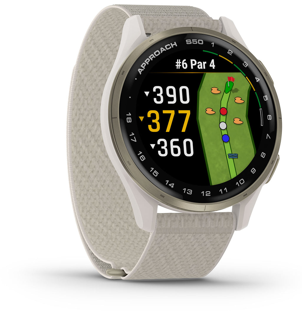 Garmin Approach S50 Golf Smartwatch 43mm Cream Gold Aluminum Case with Ivory Band - 010-03010-01 - image 3