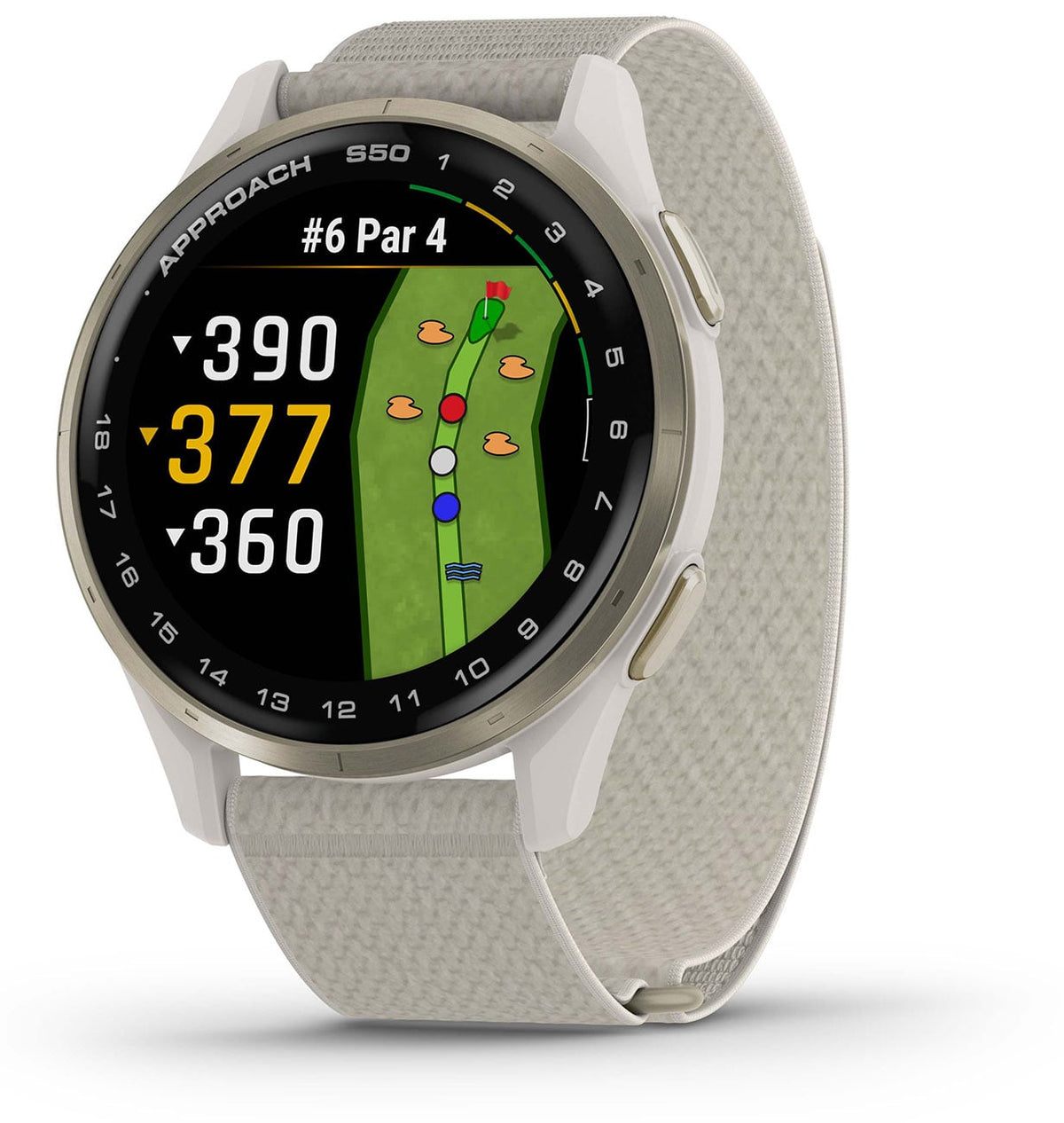 Garmin Approach S50 Golf Smartwatch 43mm Cream Gold Aluminum Case with Ivory Band - 010-03010-01 - image 1
