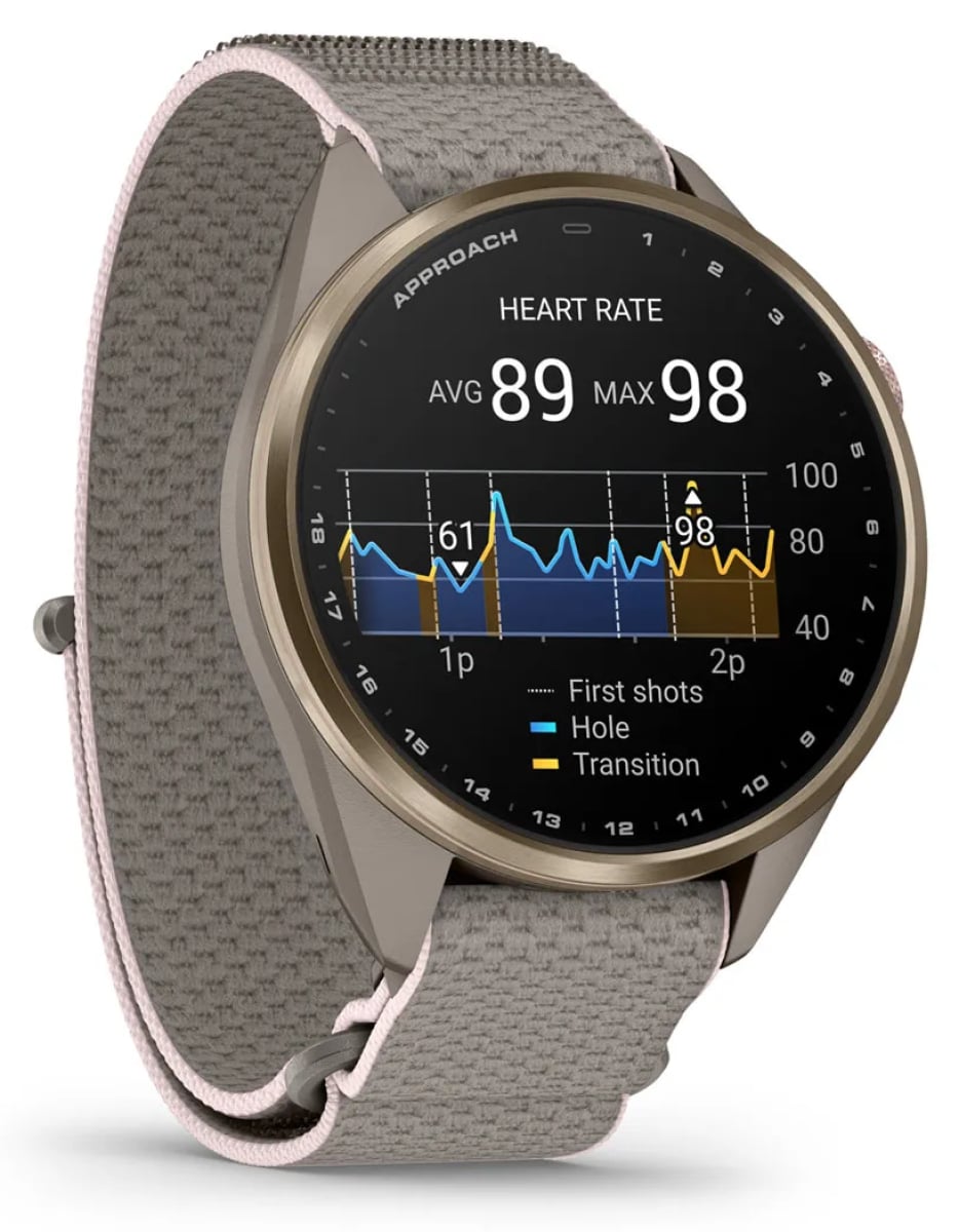 Garmin Approach S72 GPS Smartwatch 43mm in Soft Gold/Blush Pink Titanium Bezel with French Gray/Blush Pin - image 3