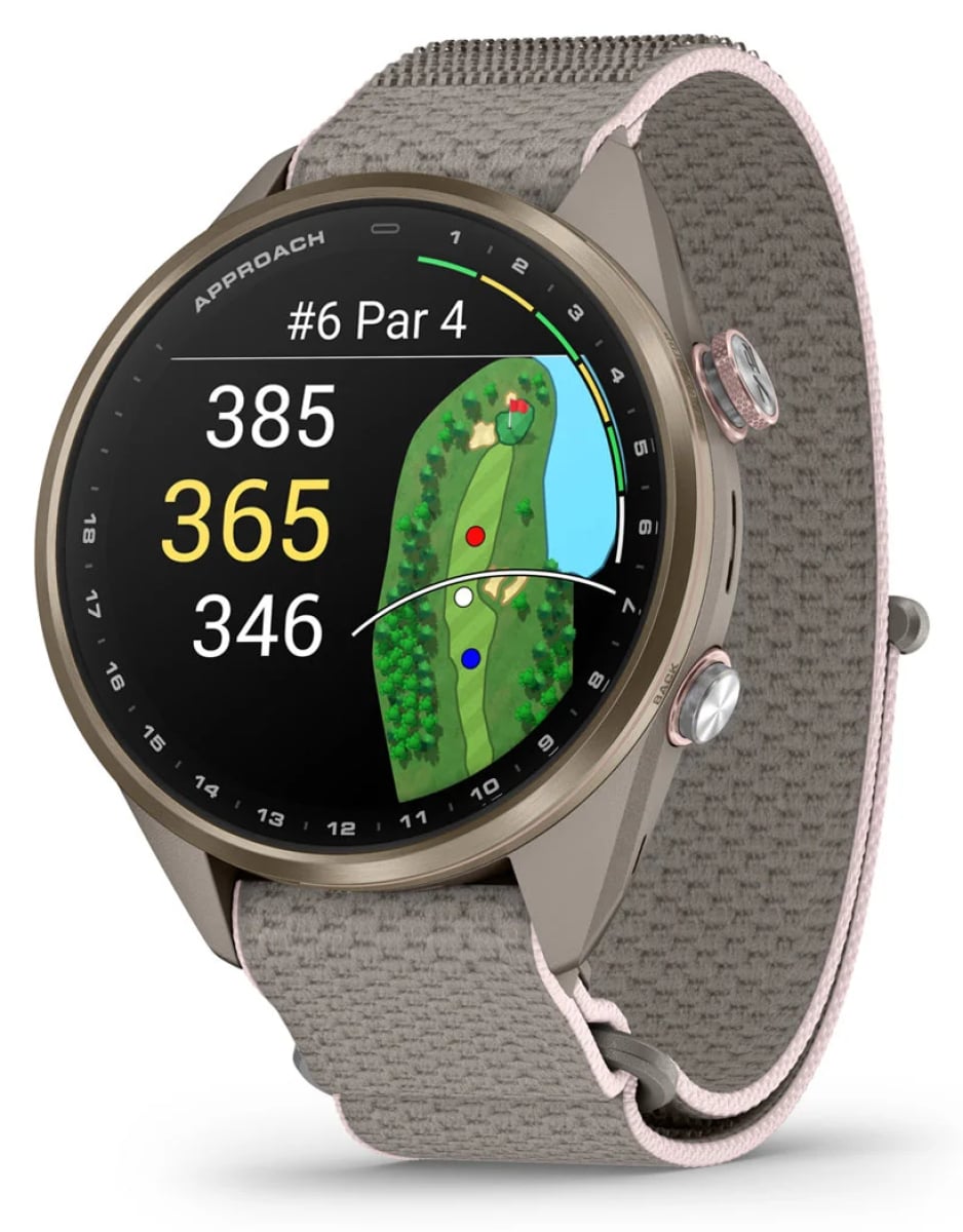 Garmin Approach S72 GPS Smartwatch 43mm in Soft Gold/Blush Pink Titanium Bezel with French Gray/Blush Pin - image 1