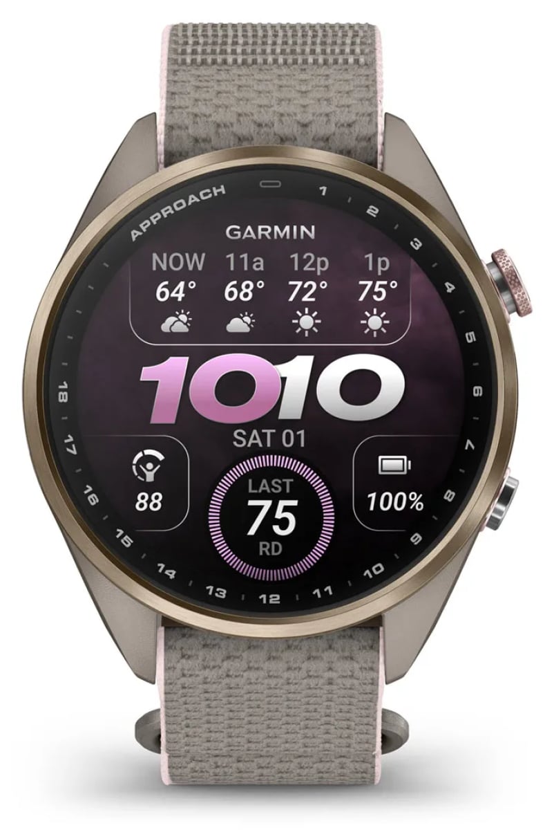 Garmin Approach S72 GPS Smartwatch 43mm in Soft Gold/Blush Pink Titanium Bezel with French Gray/Blush Pin - image 2