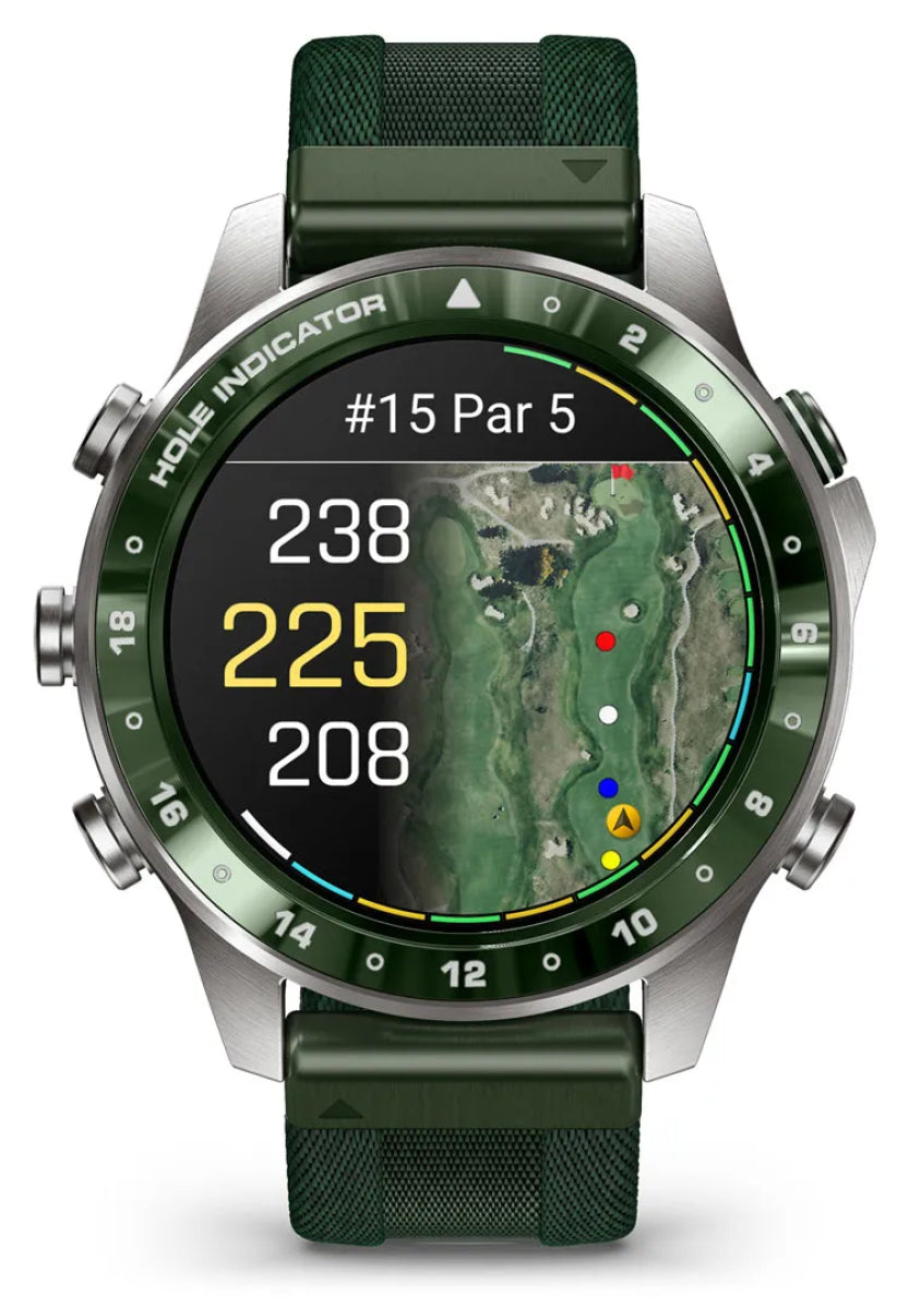 Garmin MARQ Golfer (Gen 3) Modern Tool Smartwatch 47mm in Green Titanium with Jacquard-woven Strap - 010- - image 2