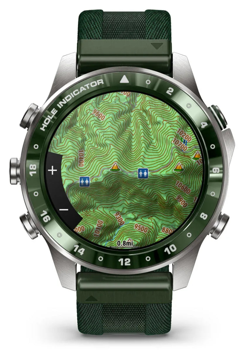 Garmin MARQ Golfer (Gen 3) Modern Tool Smartwatch 47mm in Green Titanium with Jacquard-woven Strap - 010- - image 9