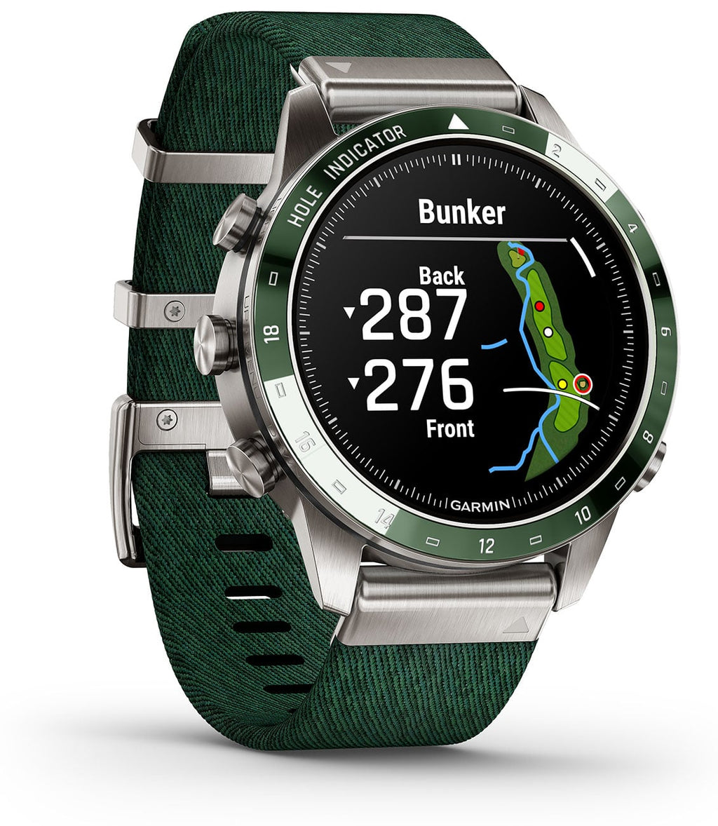 Garmin MARQ Golfer (Gen 2) Modern Tool Watch Titanium Bezel With Green Nylon Band - 010-02648-20 - image 3