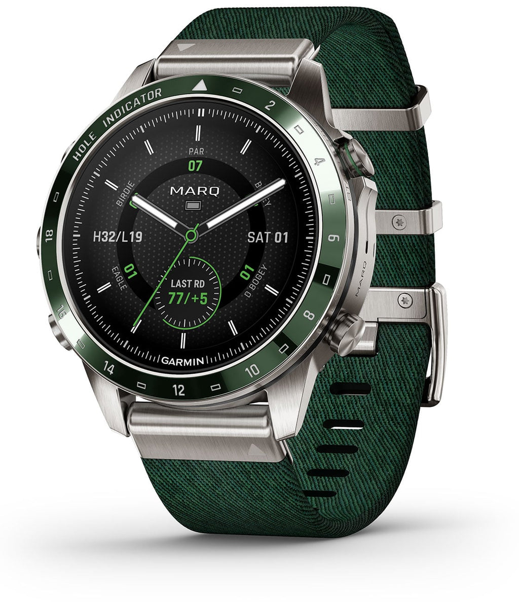 Garmin MARQ Golfer (Gen 2) Modern Tool Watch Titanium Bezel With Green Nylon Band - 010-02648-20 - image 1