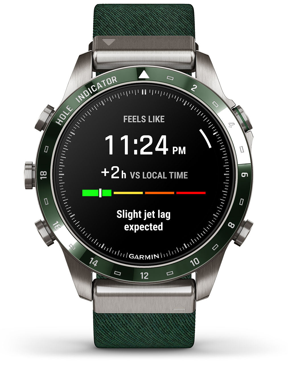 Garmin MARQ Golfer (Gen 2) Modern Tool Watch Titanium Bezel With Green Nylon Band - 010-02648-20 - image 2