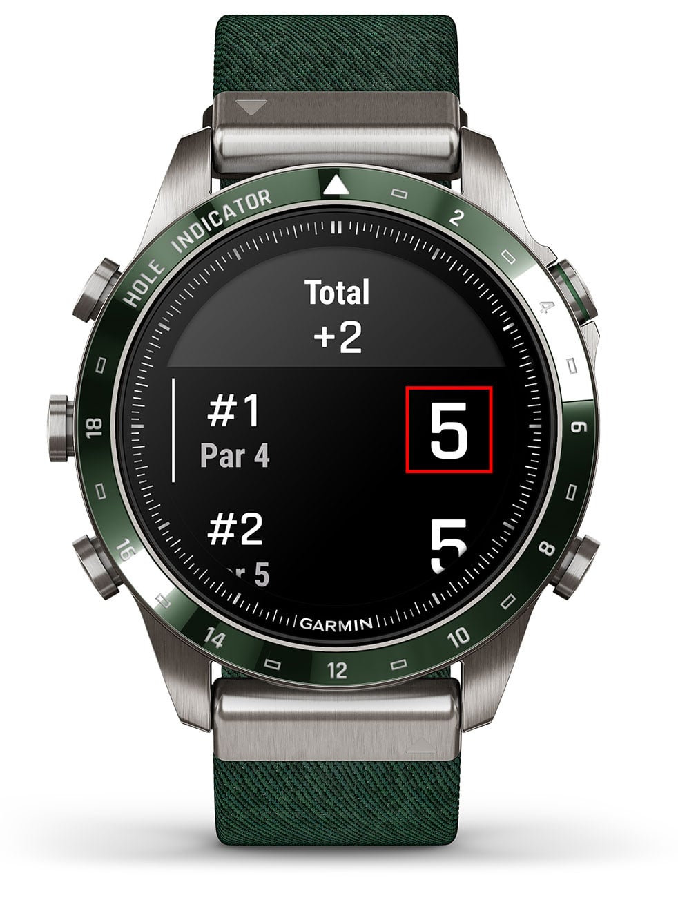 Garmin MARQ Golfer (Gen 2) Modern Tool Watch Titanium Bezel With Green Nylon Band - 010-02648-20 - image 8