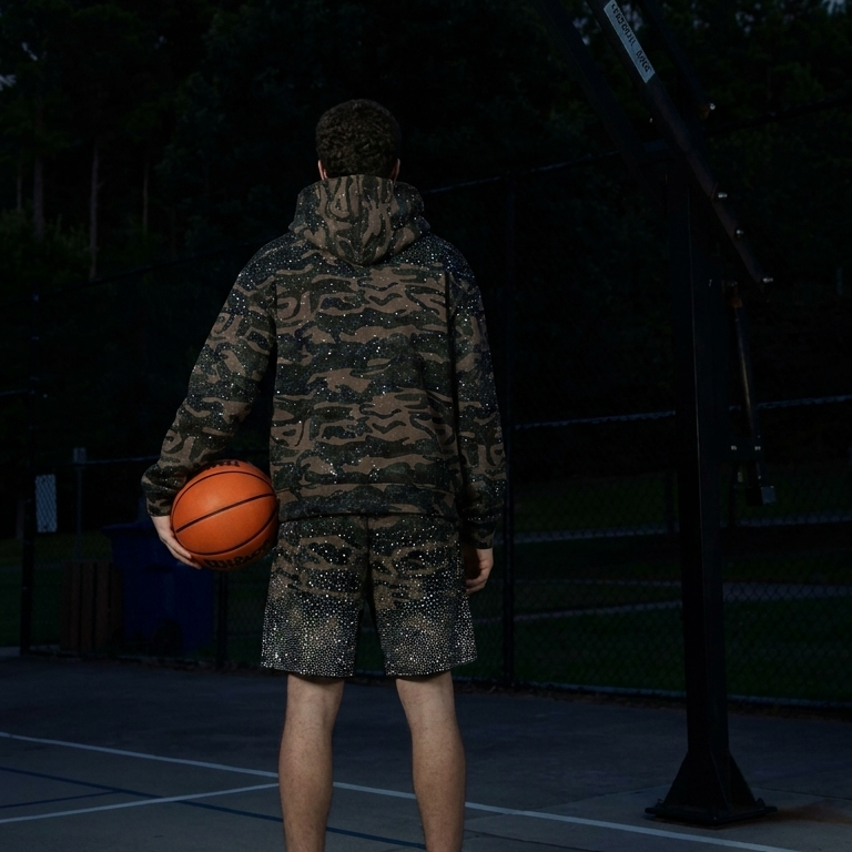 VYBES Rhinestone Camo Shorts