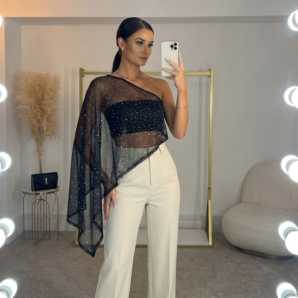 VYBES Rhinestone Women's Poncho