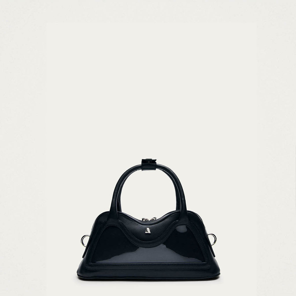 Hilma Mini Vinyl Zwarte Leren Tas