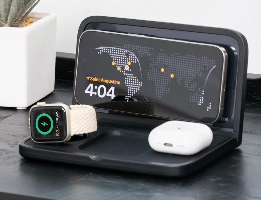 iHome Travel Clock with Wireless Charging Station for iPhone, AirPods, and Apple Watch in Black - IWW7B - image 5
