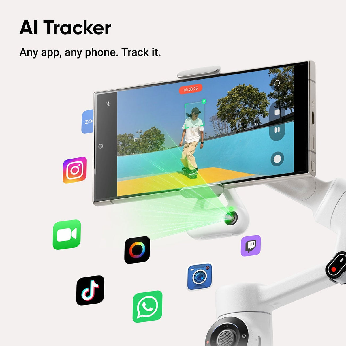 Insta360 Flow 2 Gimbal AI Tracker Bundle in Stone Gray - CINSABQA_FLOW2LITE12 - image 12