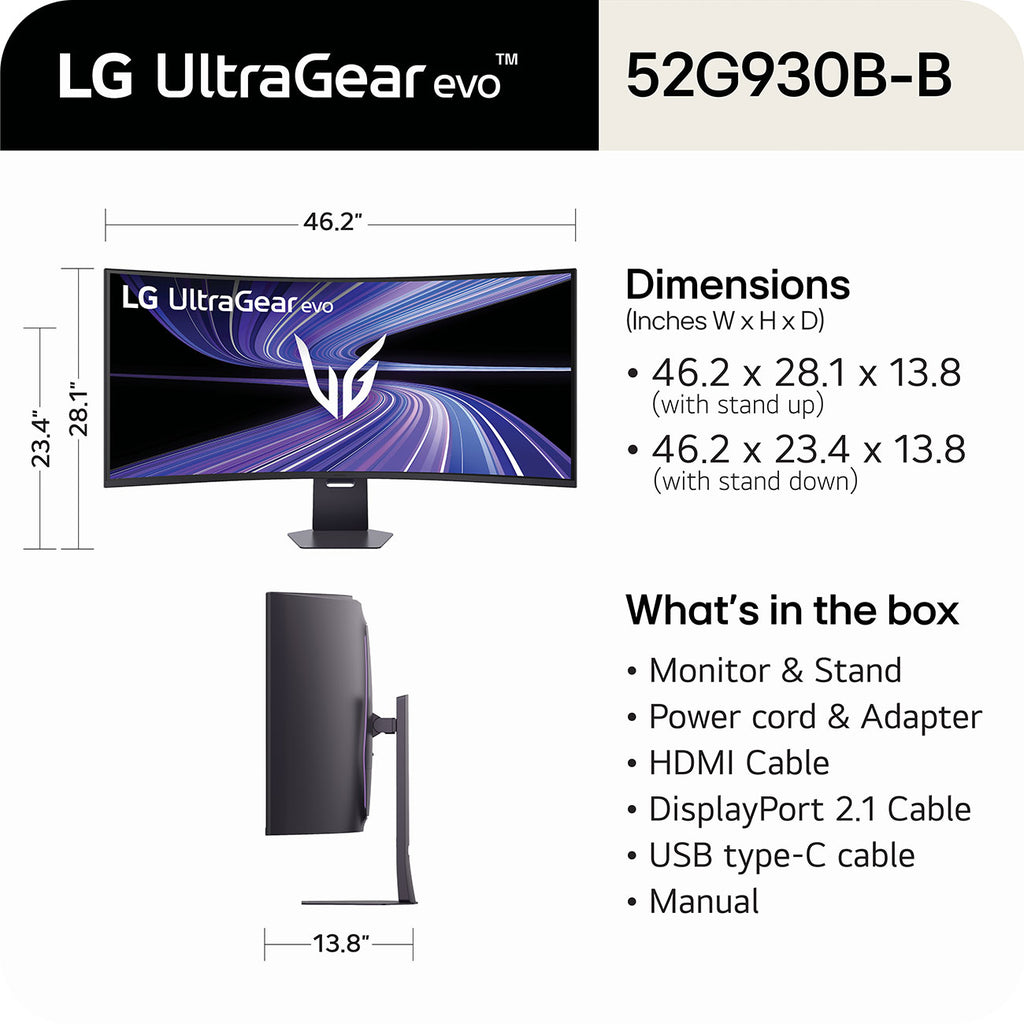 LG UltraGear evo 52-Inch Curved Gaming Monitor 5K2K WUHD 240Hz 1ms 1000R in Black - 52G930B-B - image 4