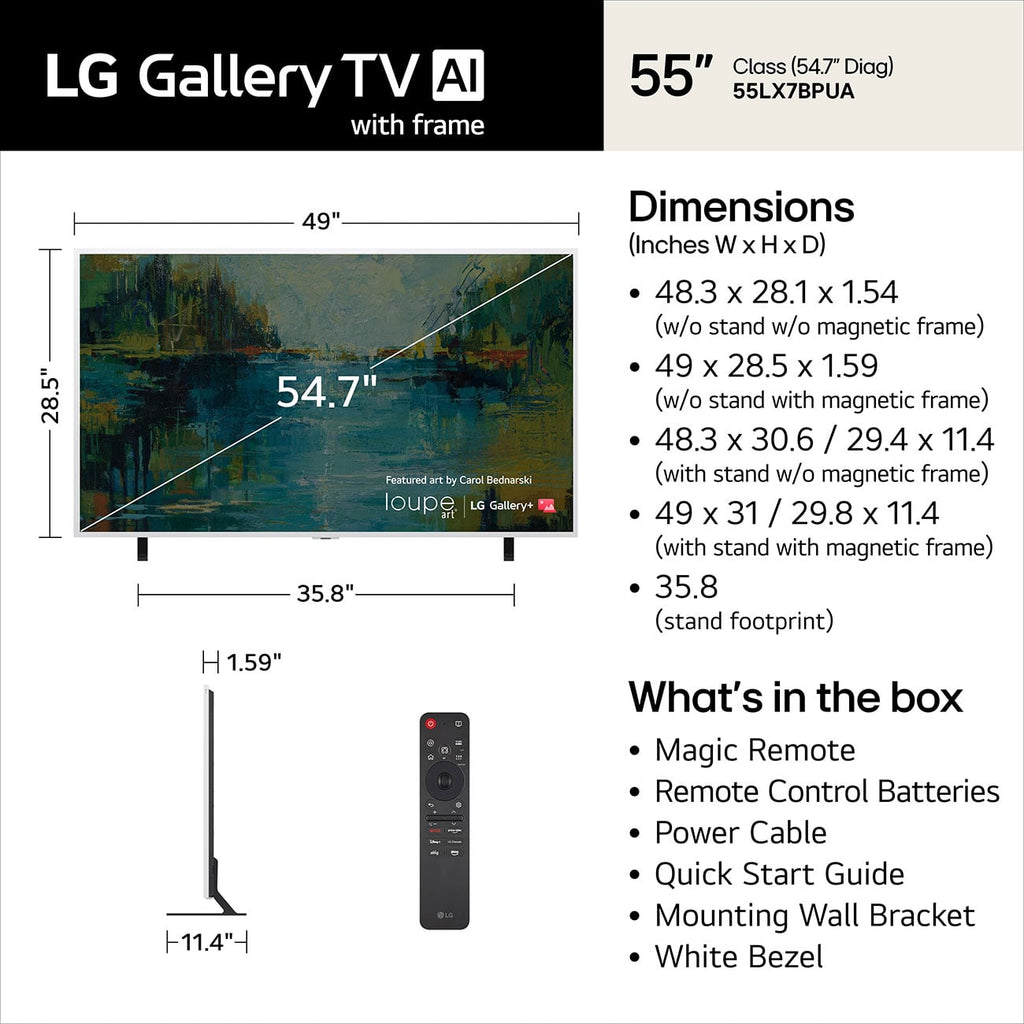 LG Gallery TV with Frame LX7B 55-Inch Mini LED 4K Smart TV - 55LX7BPUA - image 5