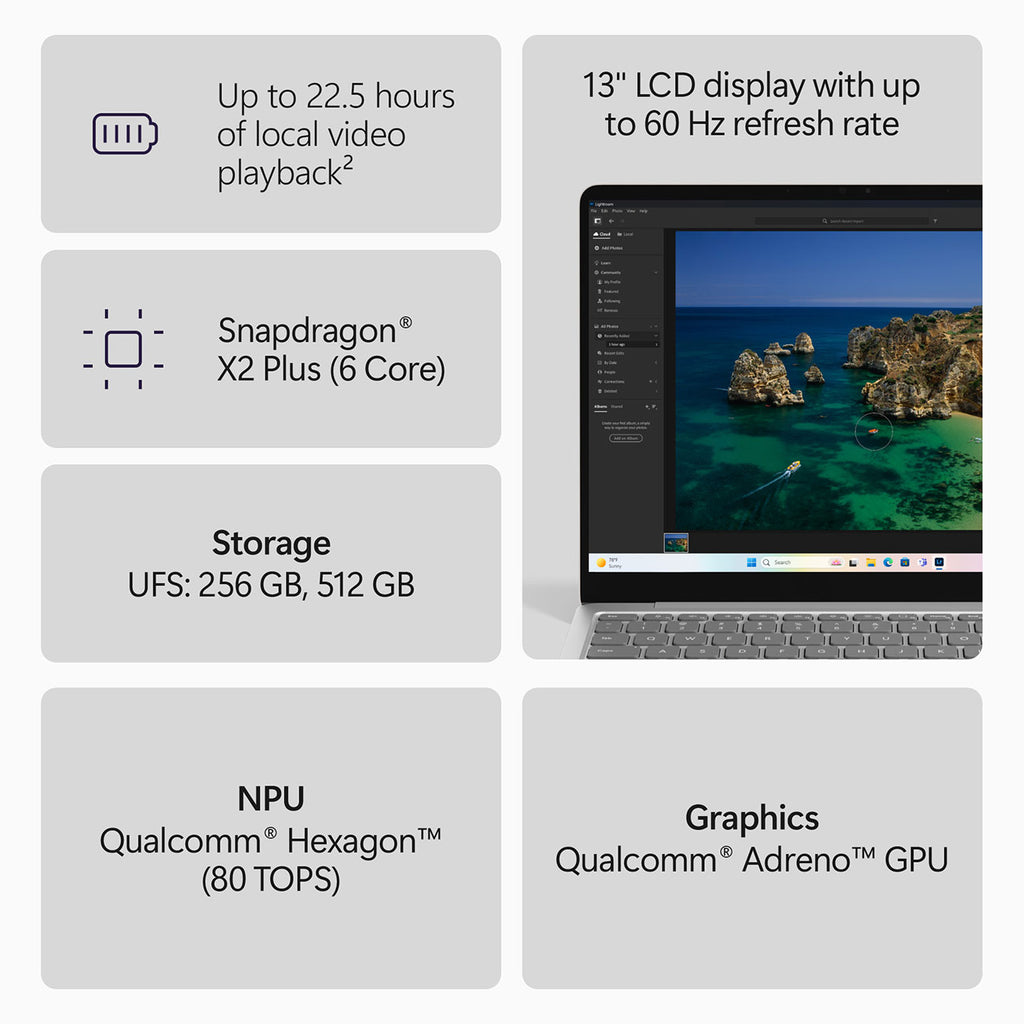 Microsoft Surface Laptop 13-inch Snapdragon X2 Plus (6 core) 16GB RAM 256GB SSD Windows 11 (2nd Edition)  - image 7