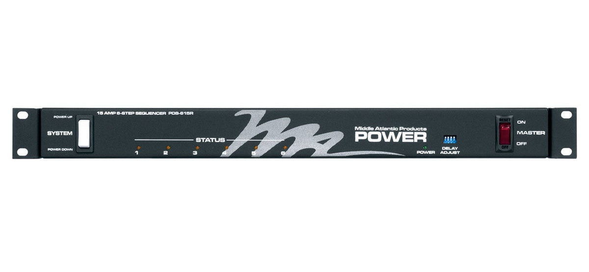 Middle Atlantic Rackmount Power Sequencer Multi-Mount with 7-Outlets & 6-Step in Black - PDS-615R - image 1