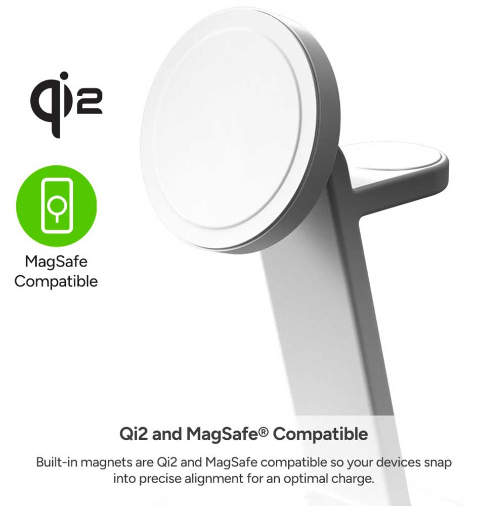 mophie Snap Plus 3-in-1 Wireless Charge Stand in White - 401313542 - image 8