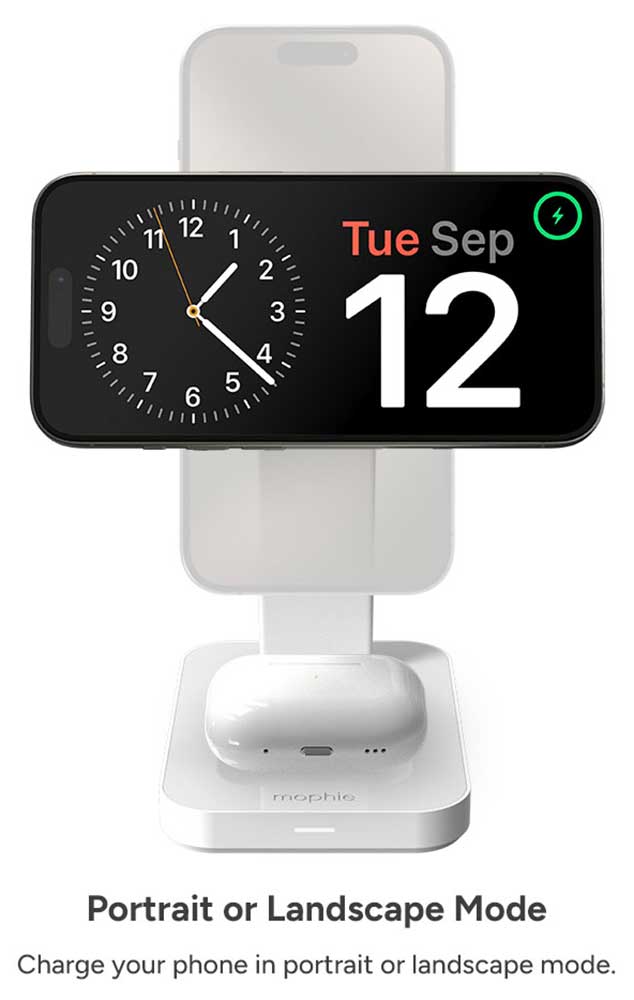 mophie Snap Plus 3-in-1 Wireless Charge Stand in White - 401313542 - image 4