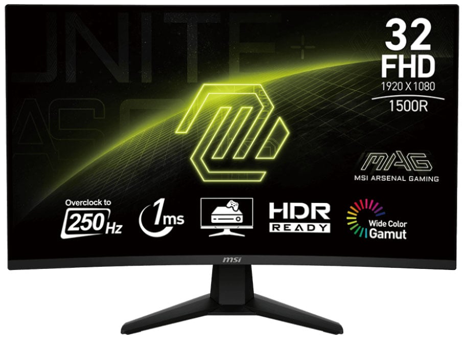 MSI MAG 32C6X Curved Computer Monitor 32-Inch FHD 1500R 250Hz 1ms with Adaptive Sync in Black - MAG32C6X - image 1
