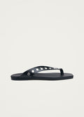 Ola Studs schwarze Ledersandalen