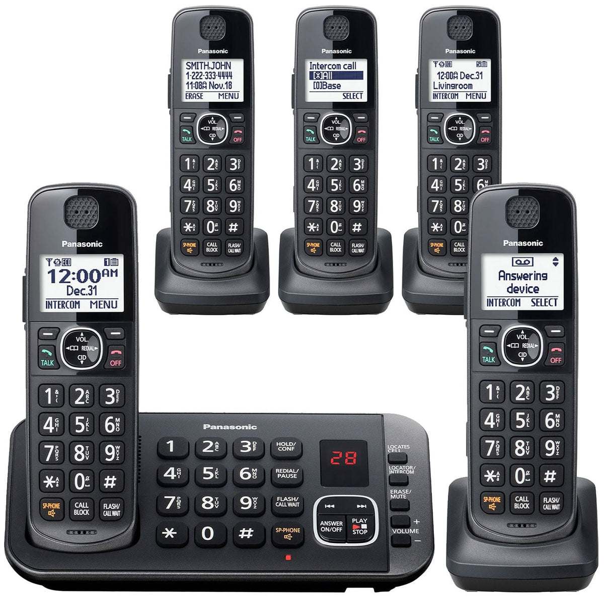 Panasonic KX-TGE645 Cordless Phone with 5 Handsets in Black - KX-TGE645M - image 1