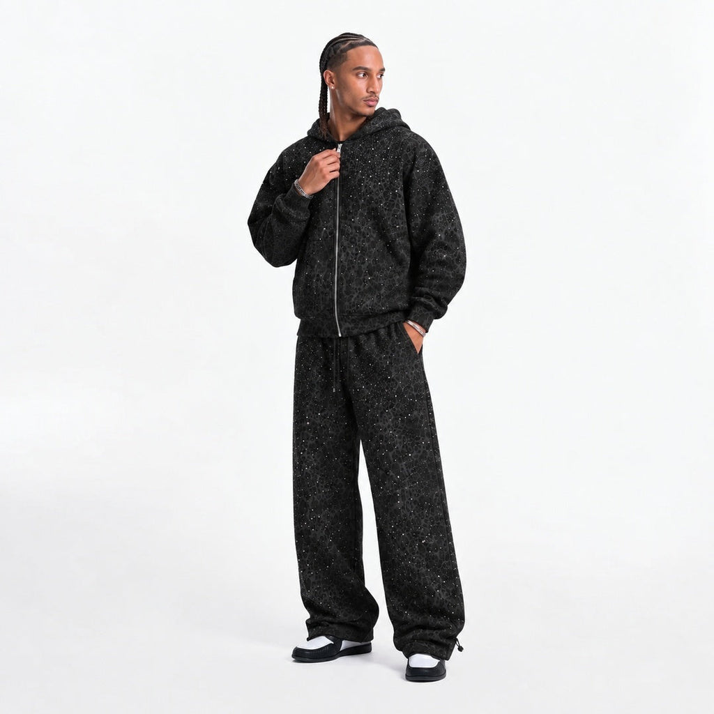 VYBES Black Leopard Sweatpants