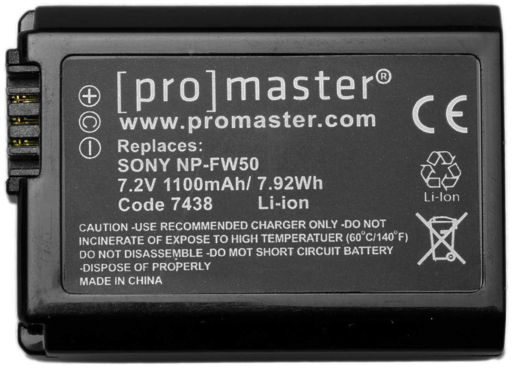 ProMaster Black NP-FW50 Xtrapower Lithium Ion Replacement Battery For Sony - PRO7438 - image 3