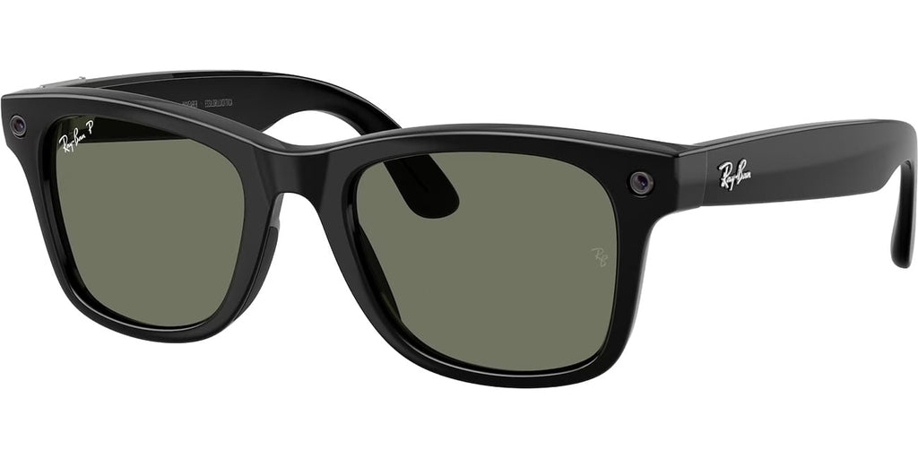 Ray-Ban Meta Wayfarer Sunglasses 53mm in Polished Black with Polarized G-15 Green Lenses - 0RW4011-601/9A - image 1