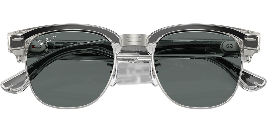 Ray-Ban Meta Audio Clubmaster Sunglasses 51mm in Shiny Transparent Iron Grey with Polarized Dark Grey Len - image 5