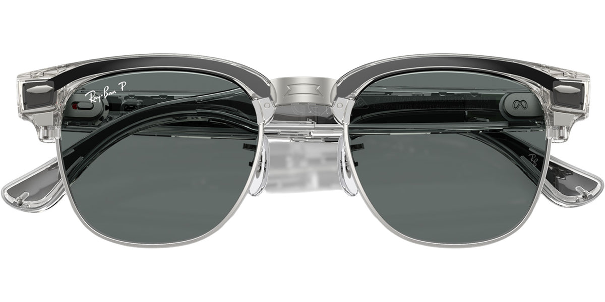 Ray-Ban Meta Audio Clubmaster Sunglasses 51mm in Shiny Transparent Iron Grey with Polarized Dark Grey Len - image 5