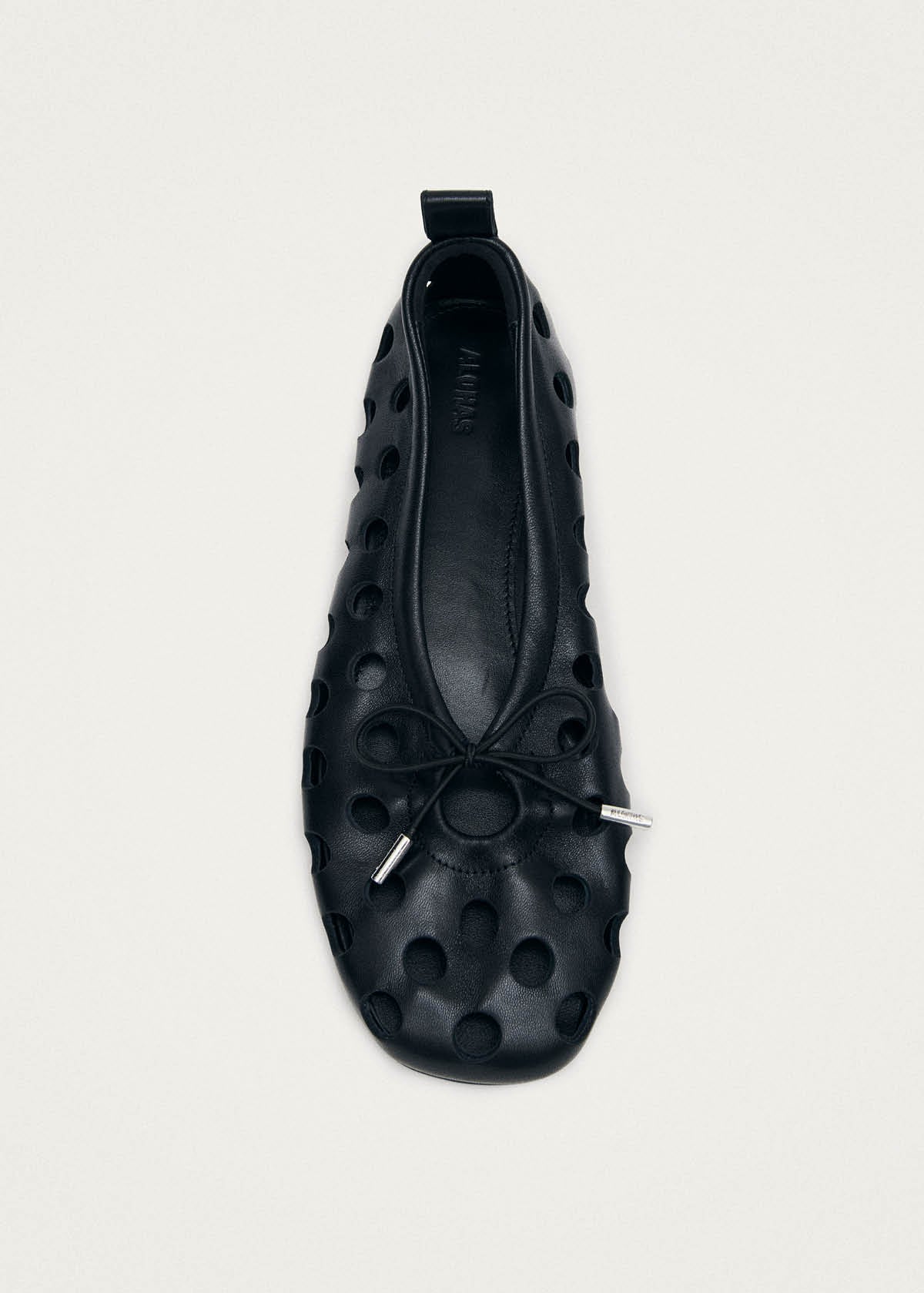 Rosalind Cut-Out-Ballerinas aus schwarzem Leder