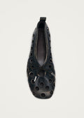 Rosalind Cut-Out-Ballerinas aus braunem Leder mit Vintage-Effekt