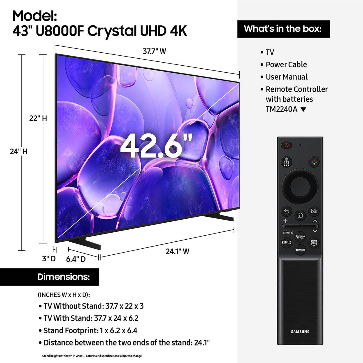Samsung Crystal UHD U8000F 43-Inch 4K Smart TV in Black - UN43U8000FFXZA - image 5