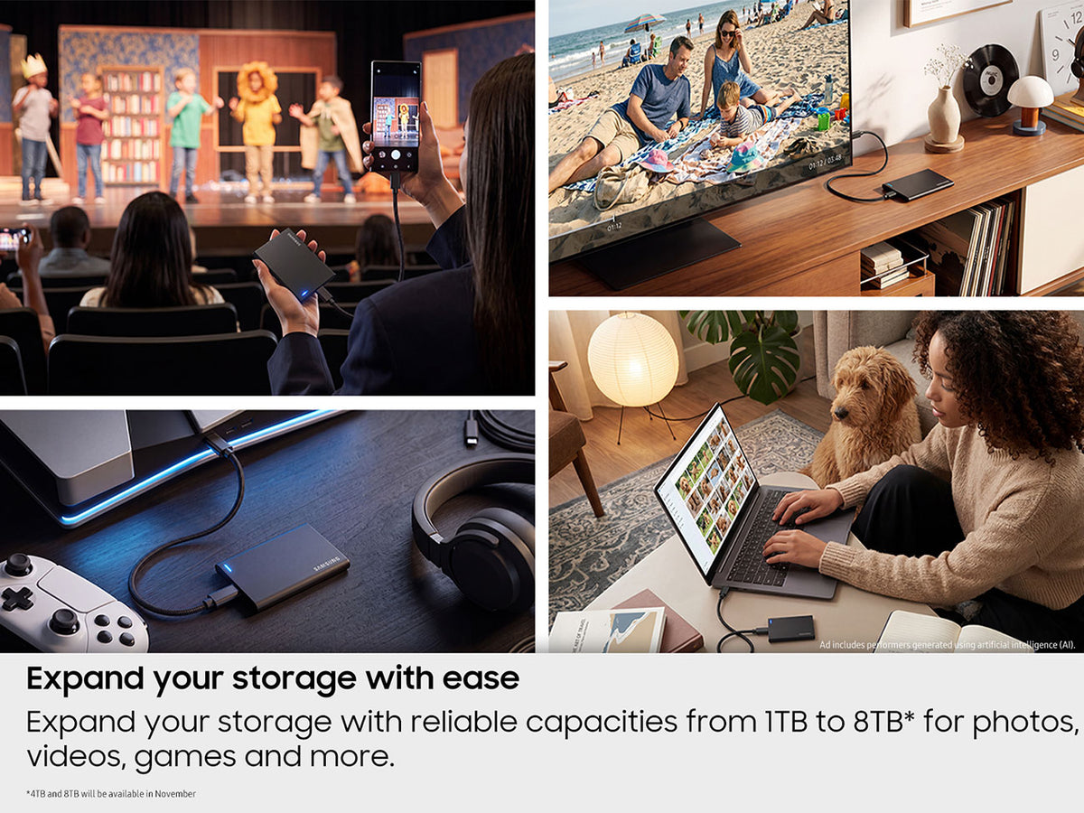 Samsung 1TB P7 Portable SSD USB4 Gen 3x2 in Black - MU-PF1T0G/AM - image 5