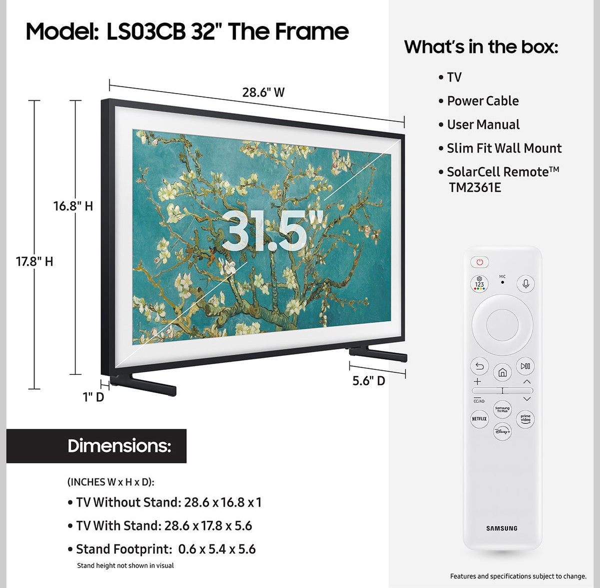 Samsung 32" Black LS03CB The Frame QLED HDR Smart FHD TV - QN32LS03CBFXZA - image 4
