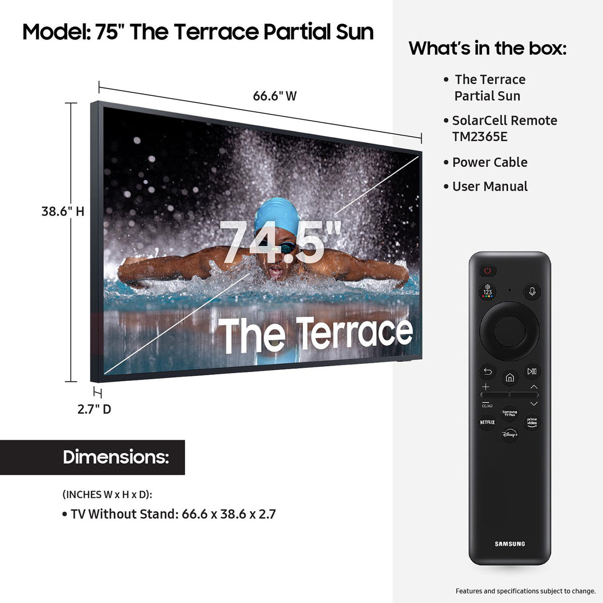 Samsung The Terrace LST7D Outdoor TV QLED 75-Inch Partial Sun 4K Smart in Black - QN75LST7DAFXZA - image 6