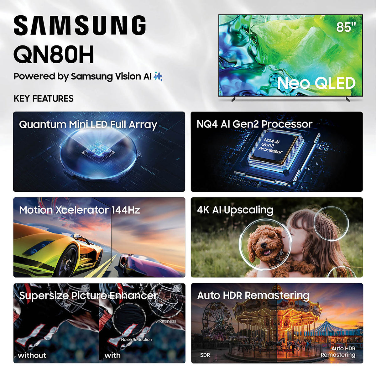 Samsung QN80H Neo QLED Mini LED 4K UHD Smart TV 85-Inch with Samsung Vision AI - QN85QN80HAFXZA - image 6