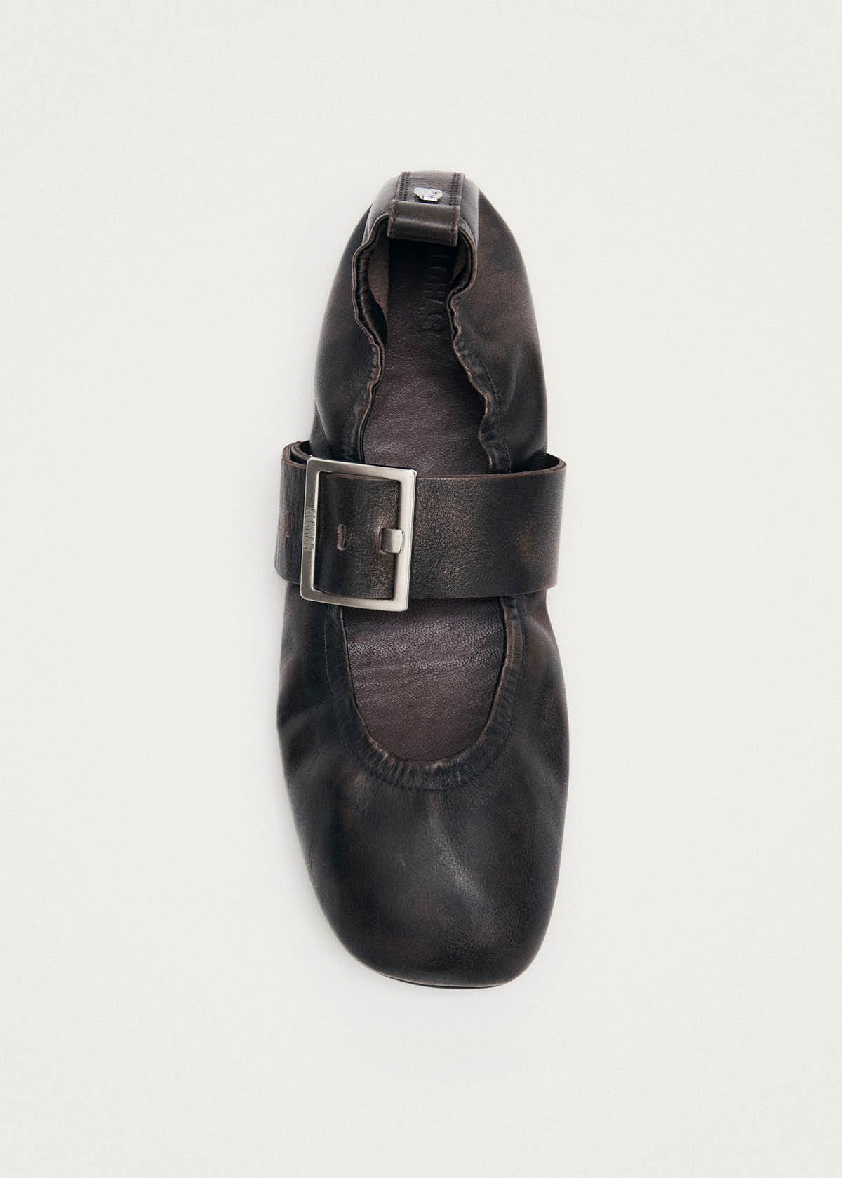Sarea Vintage Effect Bruin Leren Ballerina's