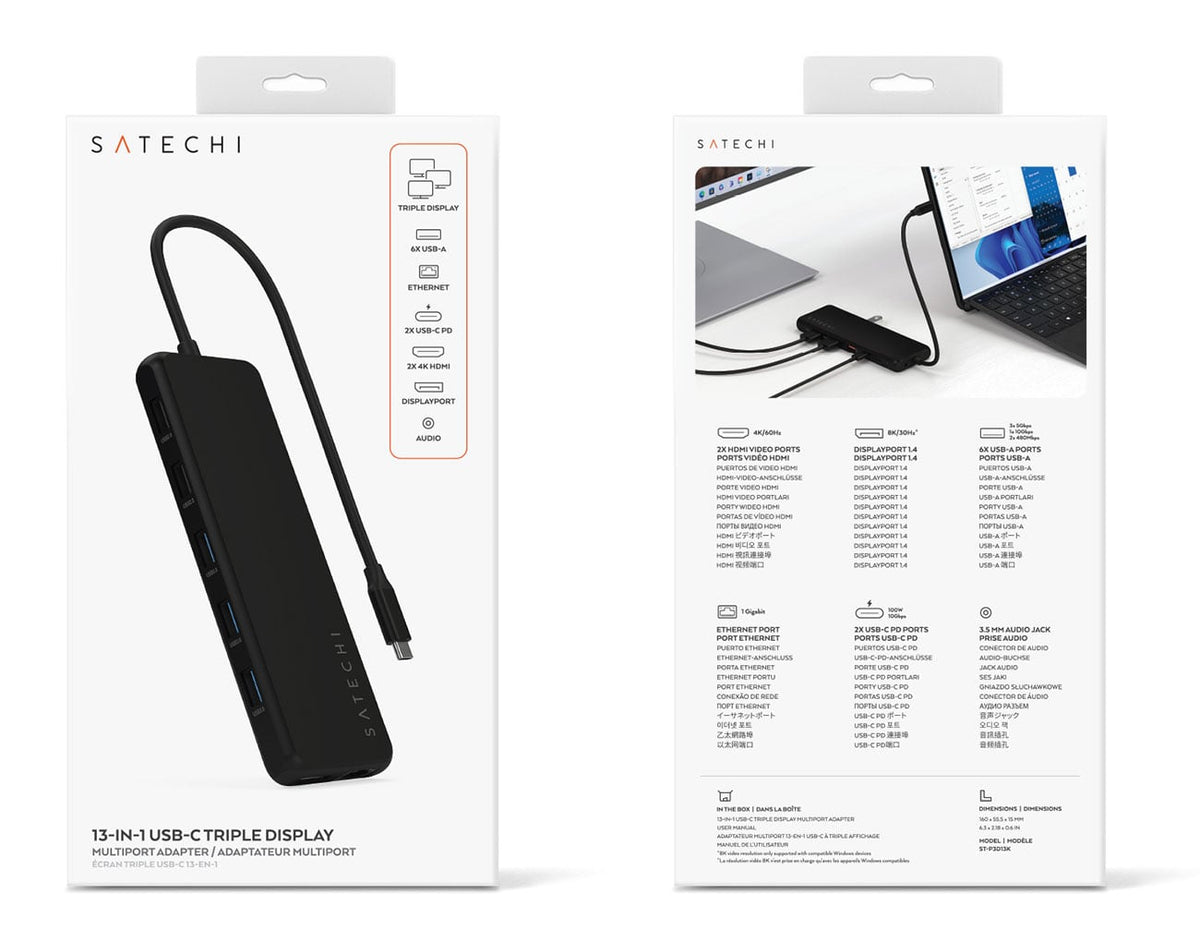 Satechi 13-in-1 USB-C Triple Display Multiport Adapter in Black - ST-P3D13K - image 6