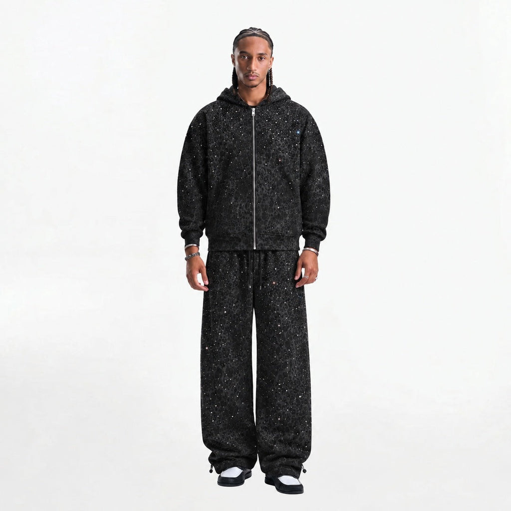 VYBES Black Leopard Sweatpants