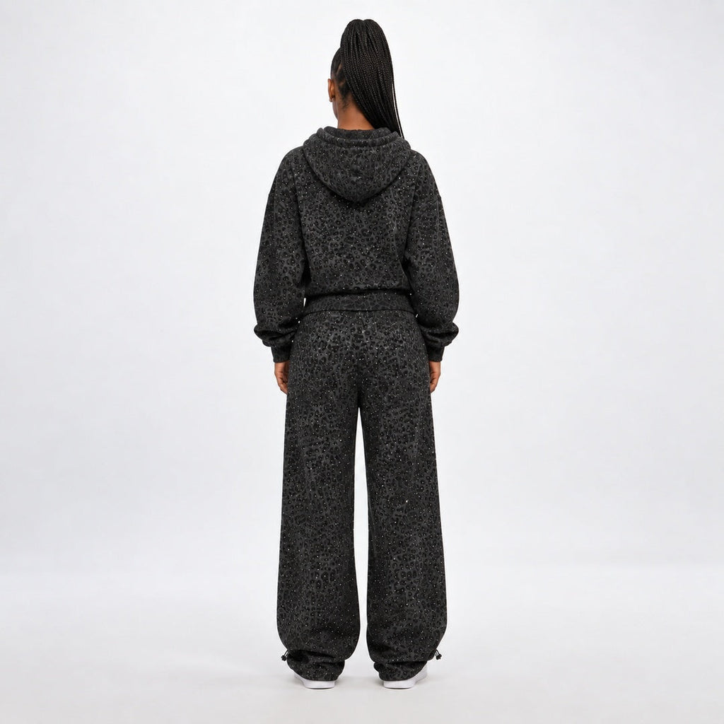 VYBES Black Leopard Sweatpants