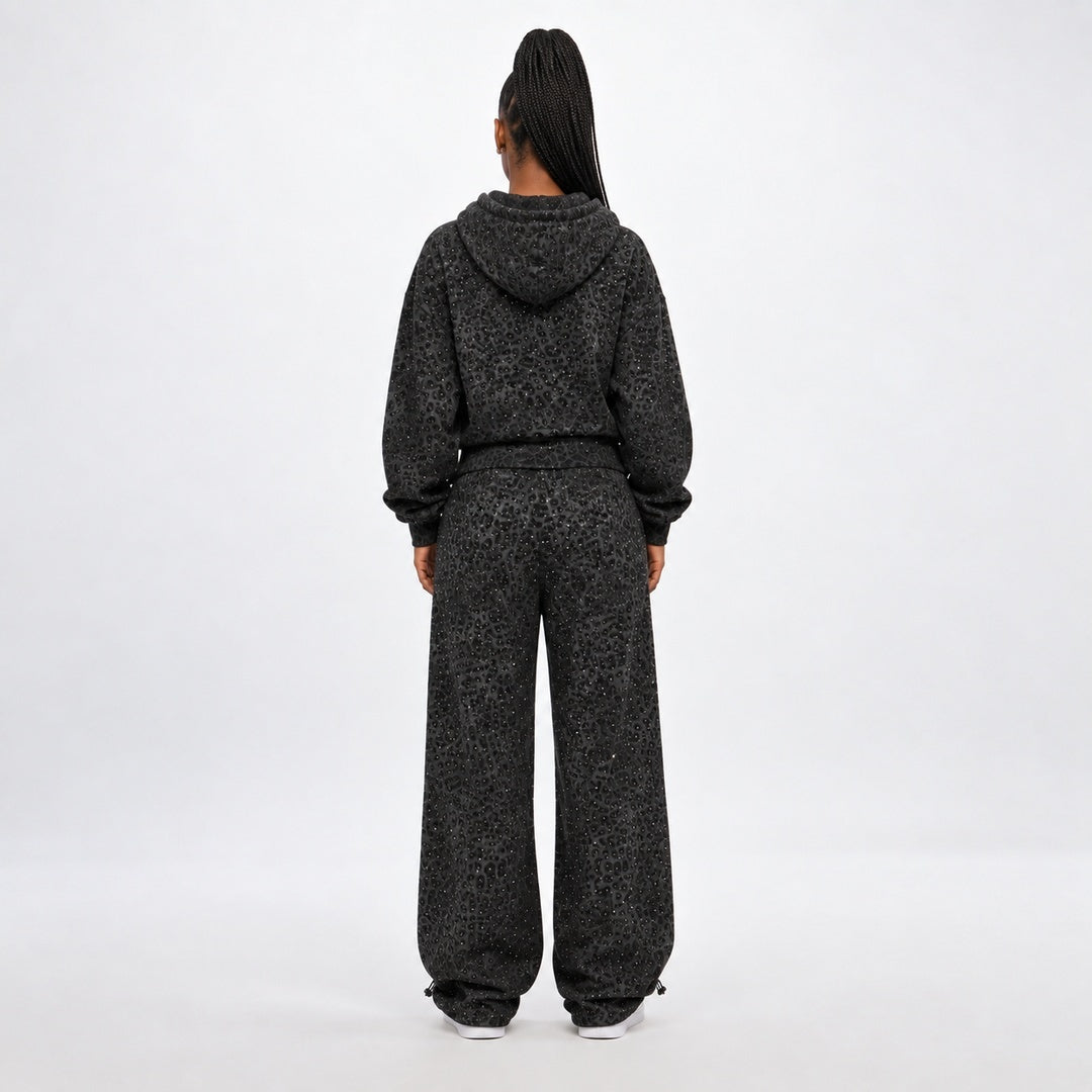VYBES Black Leopard Sweatpants