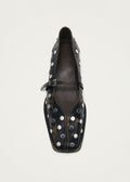Sway All Studs Vintage-Effekt dunkelbraune Leder-Ballerinas