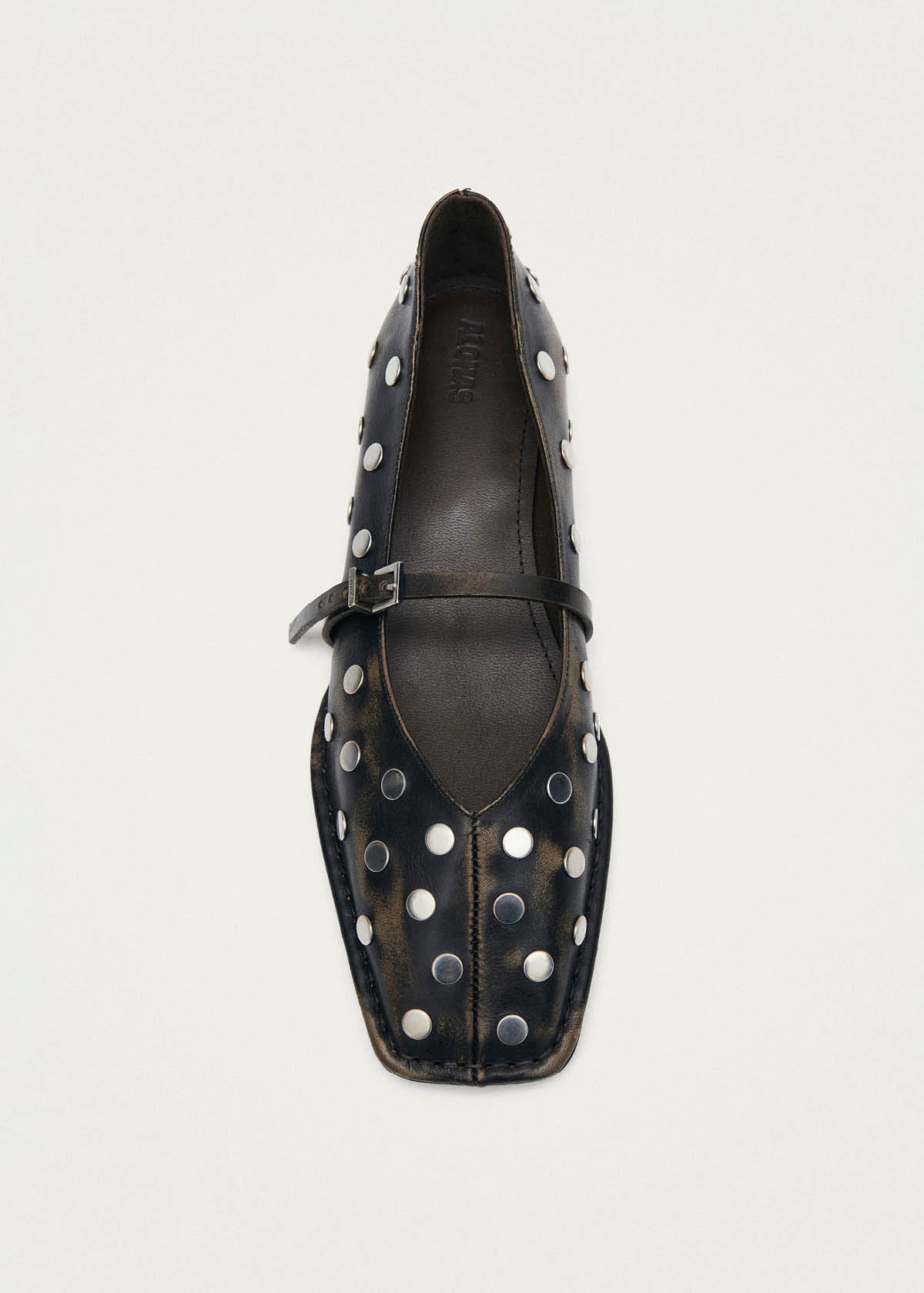 Sway All Studs Vintage-Effekt dunkelbraune Leder-Ballerinas
