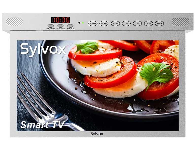 Sylvox Under Cabinet TV 15.6-Inch Smart 1080p with LED Clock Display in Silver - KT16A0KGGA-S - image 1