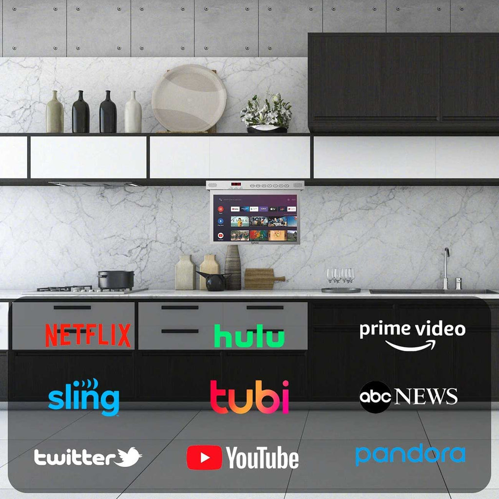 Sylvox Under Cabinet TV 15.6-Inch Smart 1080p with LED Clock Display in Silver - KT16A0KGGA-S - image 5