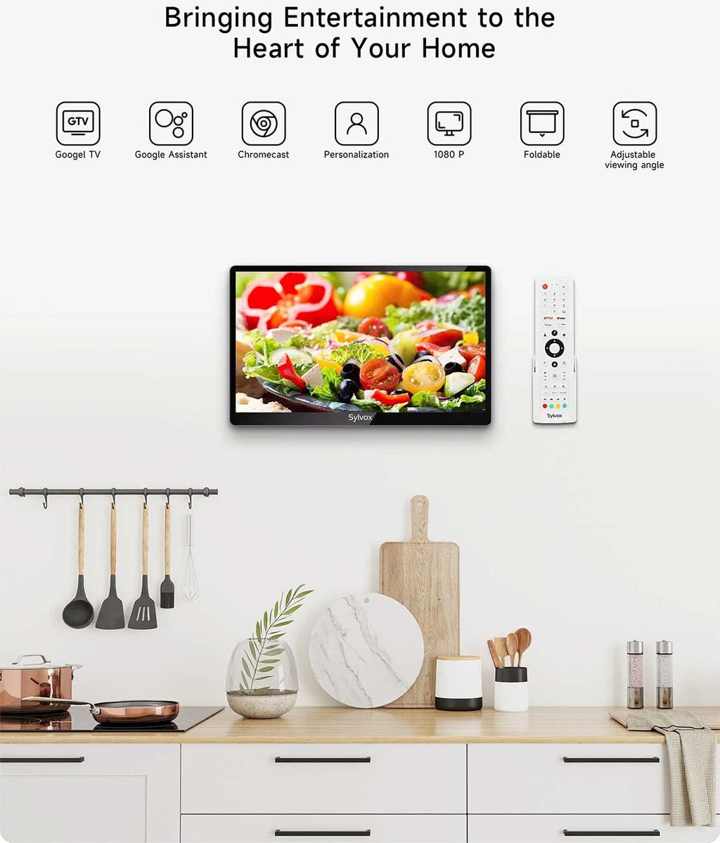 Sylvox Under Cabinet TV 15.6-Inch Smart 1080p for Kitchens in Silver - KT16K0KHGA - image 4
